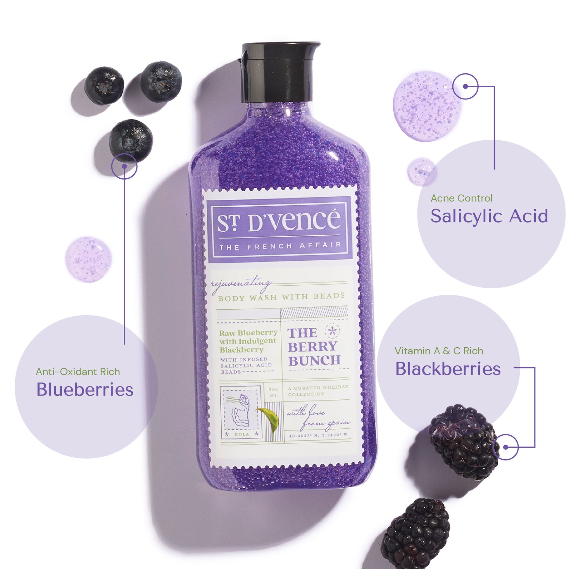 St. D'vencé The Berry Bunch Body Wash With Salicylic Acid Beads
