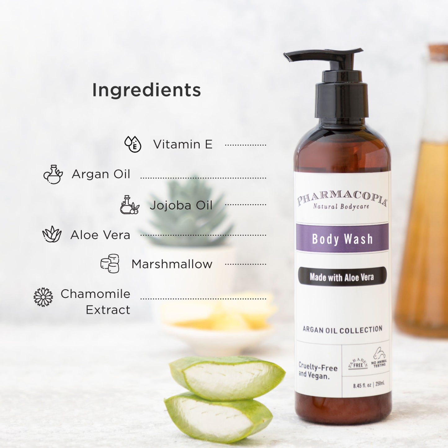 Kimirica Pharmacopia Argan Oil & Aloe Vera Organic Body Wash, 100% Vegan And Paraben Free