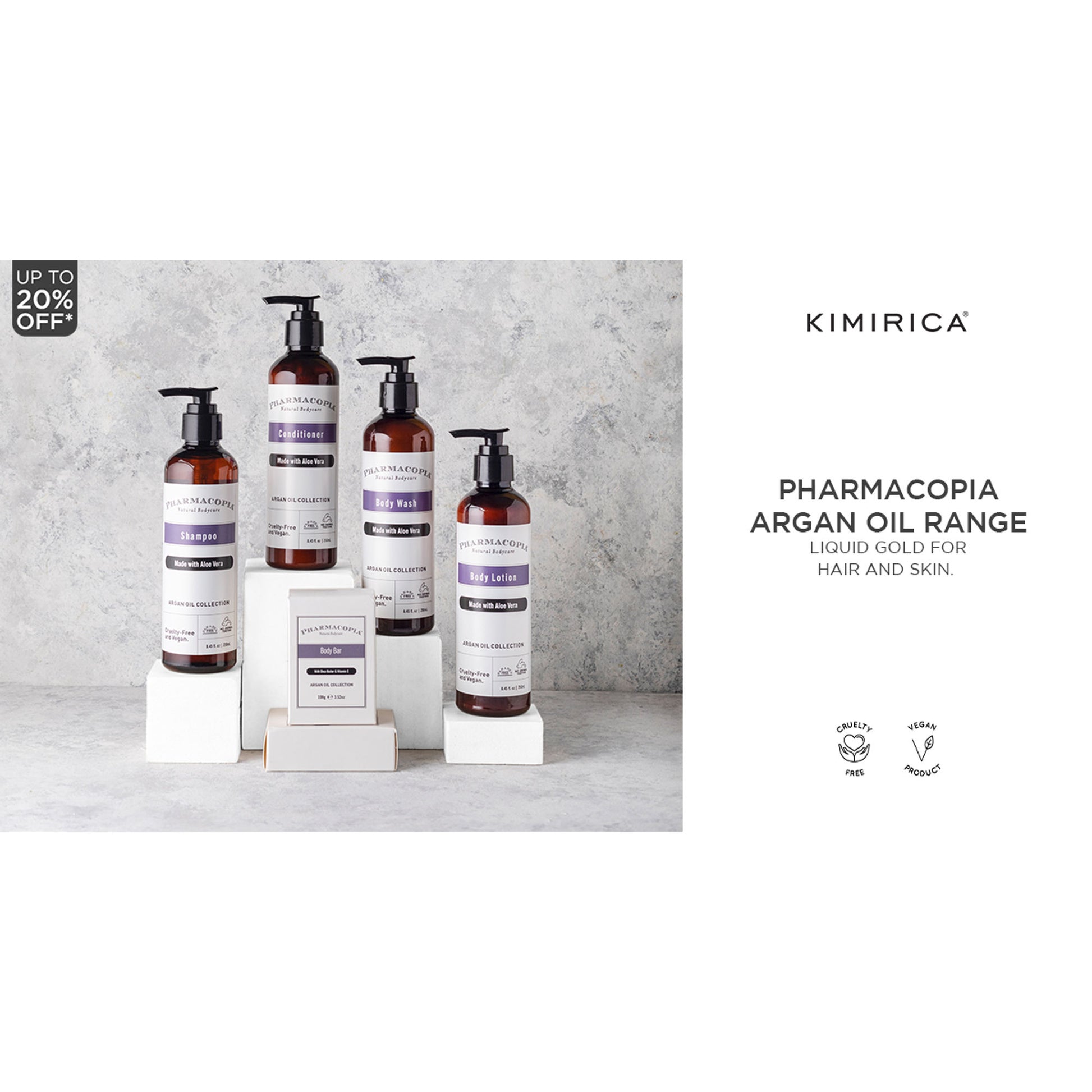 Kimirica Pharmacopia Argan Oil & Aloe Vera Organic Body Wash, 100% Vegan And Paraben Free
