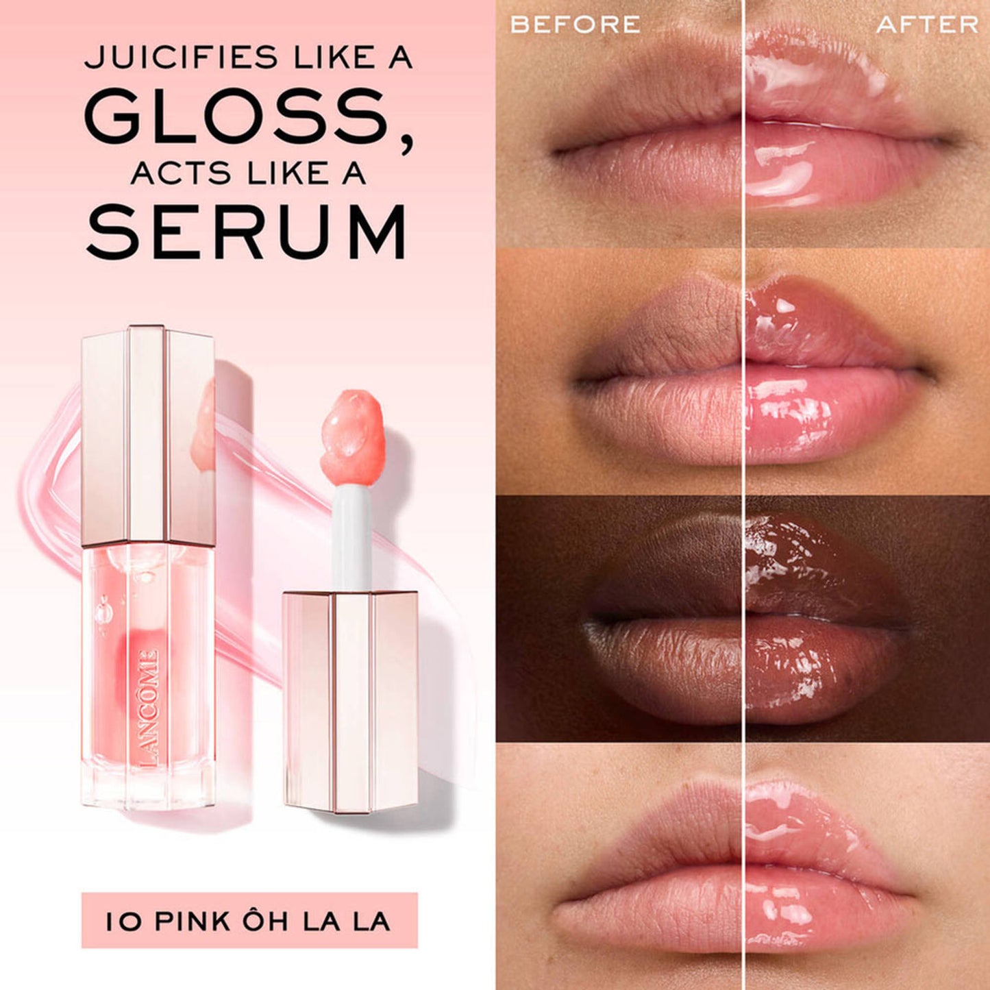 Lancome Lip Idole Juicytreat Hydrating Lip Gloss - Shade High Shine Balm - 10 Rosy Ph-Reactiv