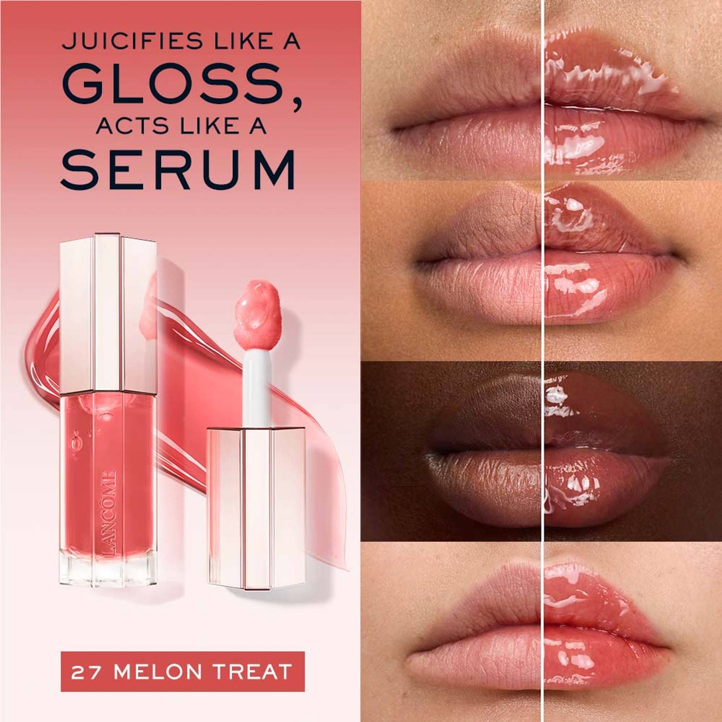 Lancome Lip Idole Juicytreat Hydrating Lip Gloss - Shade High Shine Balm - 28 Rosy Ph-Reactiv