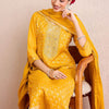 Dhiyona IE Women Ethnic Motifs Embroidered Regular Kurta with Trousers & With Dupatta