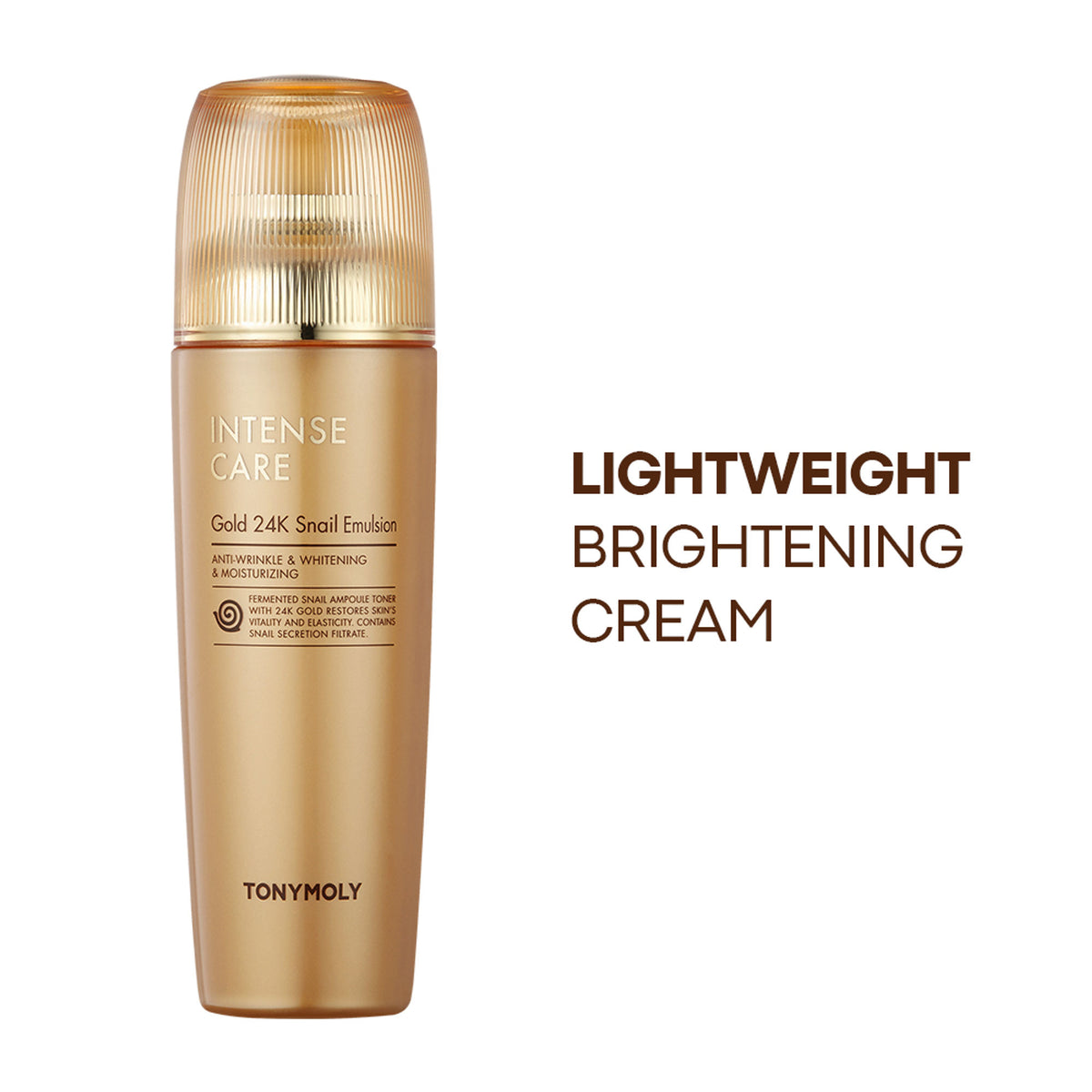 TONYMOLY Korean Intense Care Gold 24K Snail Emulsion to Nourish, Firm & Rejuvenate Dull, Tired Skin