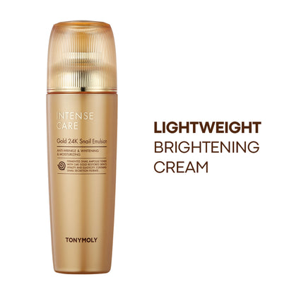 TONYMOLY Korean Intense Care Gold 24K Snail Emulsion to Nourish, Firm & Rejuvenate Dull, Tired Skin