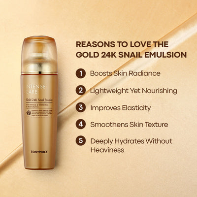 TONYMOLY Korean Intense Care Gold 24K Snail Emulsion to Nourish, Firm & Rejuvenate Dull, Tired Skin