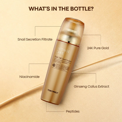 TONYMOLY Korean Intense Care Gold 24K Snail Emulsion to Nourish, Firm & Rejuvenate Dull, Tired Skin