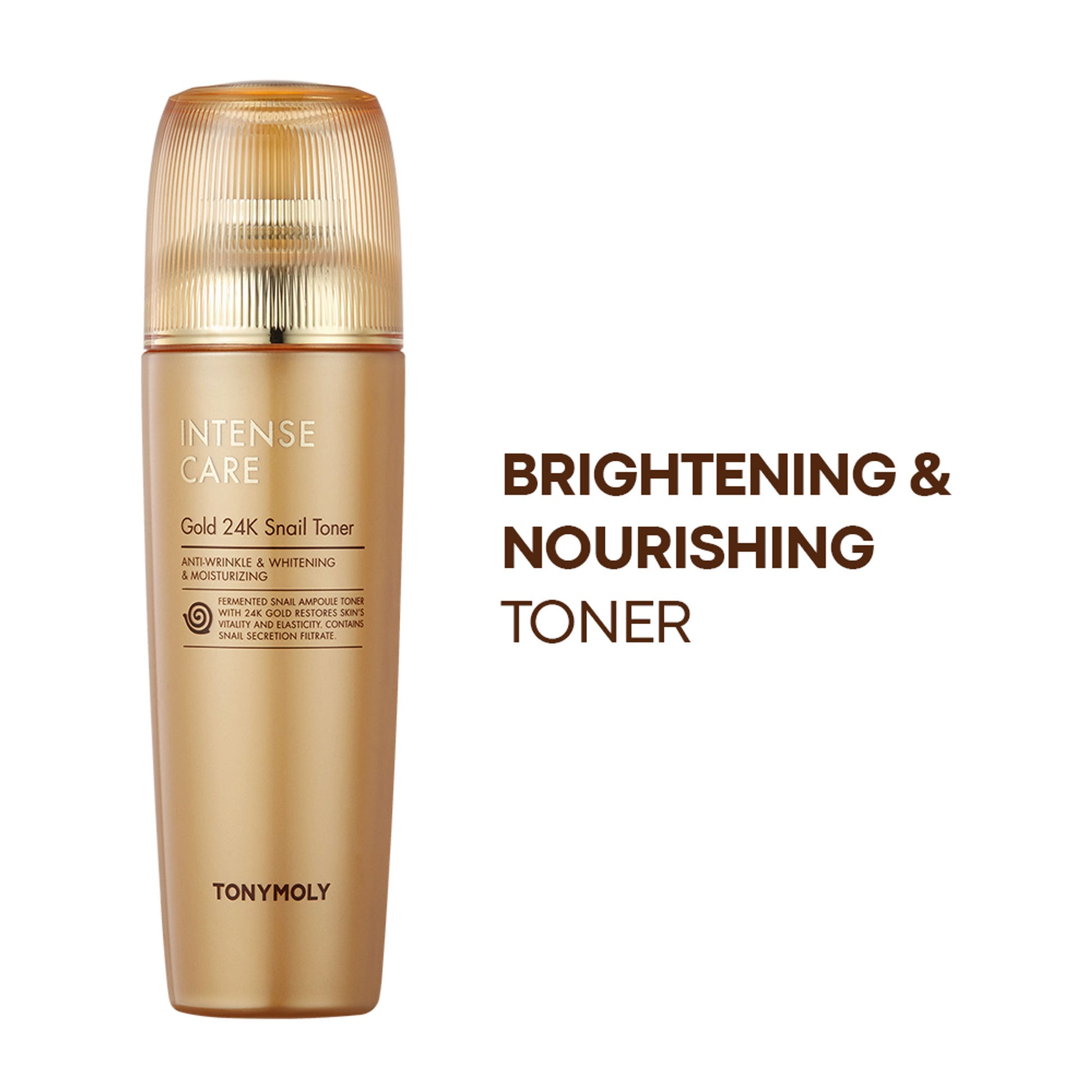 TONYMOLY Korean Intense Care Gold 24K Snail Toner to Hydrate, Soothe & Brighten Dull, Mature Skin