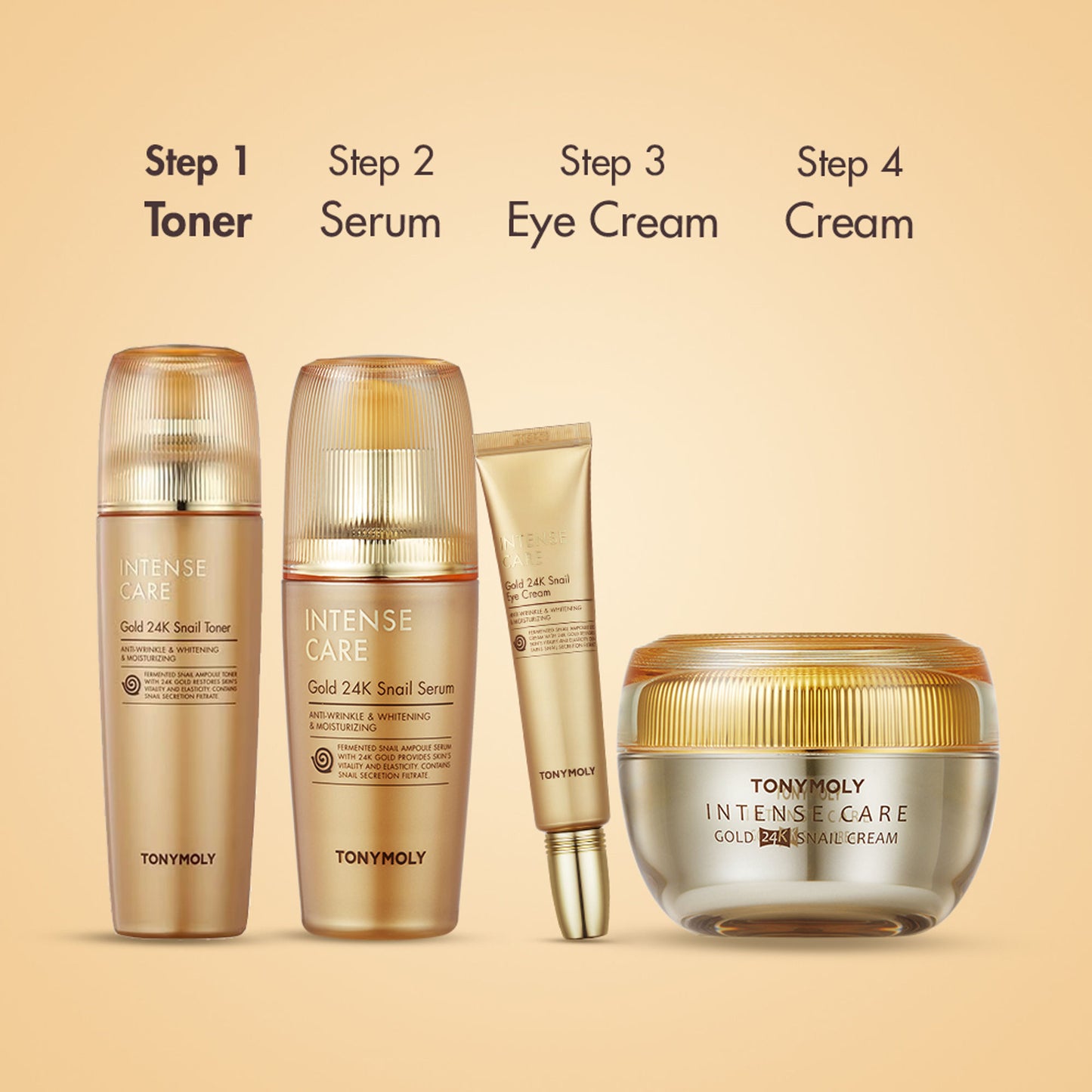 TONYMOLY Korean Intense Care Gold 24K Snail Toner to Hydrate, Soothe & Brighten Dull, Mature Skin