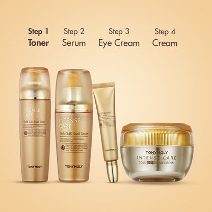 TONYMOLY Korean Intense Care Gold 24K Snail Toner to Hydrate, Soothe & Brighten Dull, Mature Skin