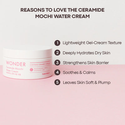 TONYMOLY Korean Wonder Ceramide Mochi Water Cream-Gel Moisturiser with Aloe to Hydrate Dry Skin