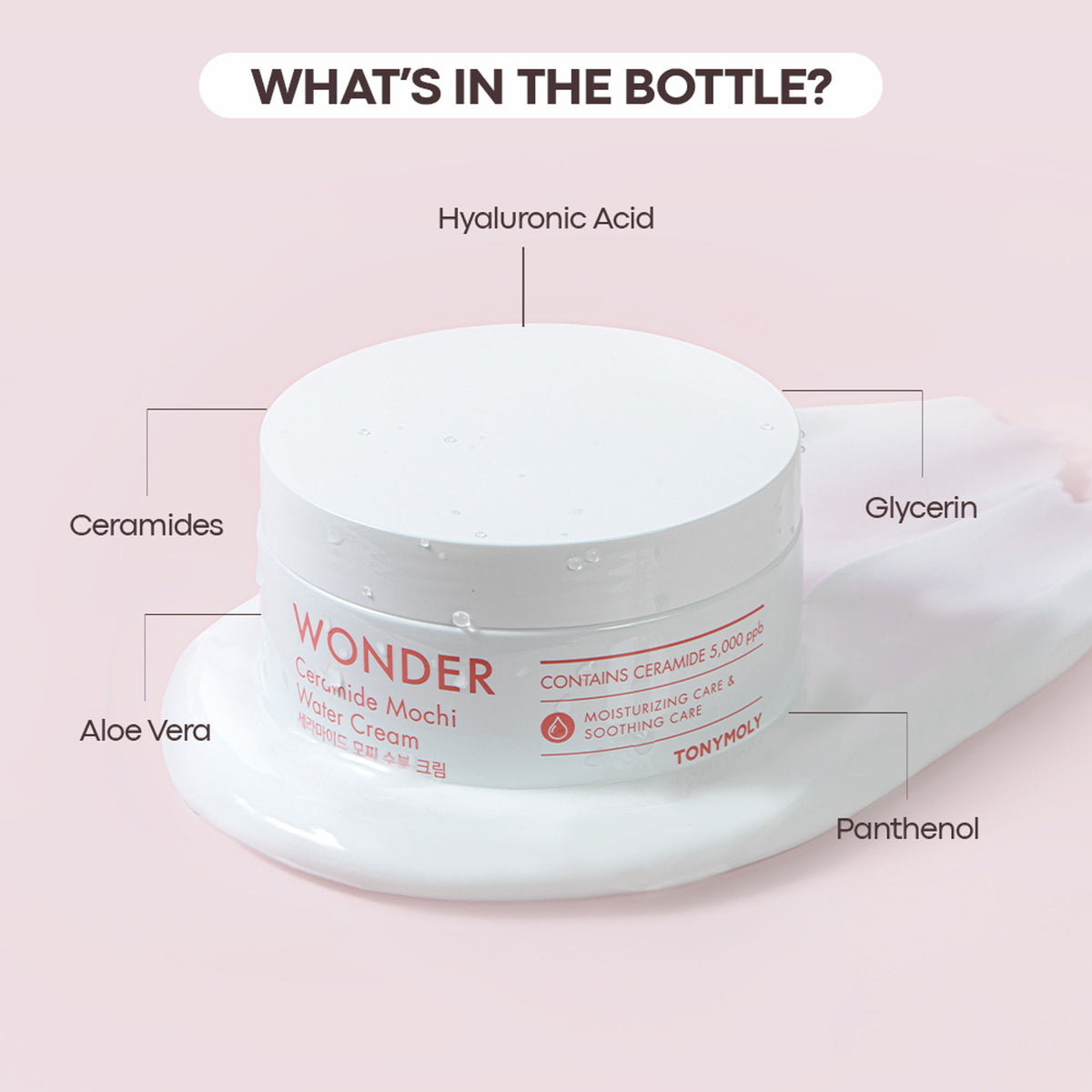 TONYMOLY Korean Wonder Ceramide Mochi Water Cream-Gel Moisturiser with Aloe to Hydrate Dry Skin