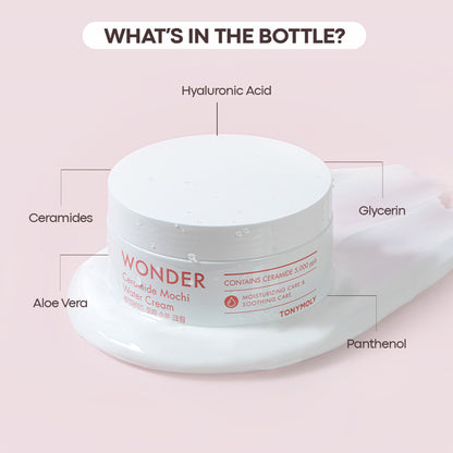 TONYMOLY Korean Wonder Ceramide Mochi Water Cream-Gel Moisturiser with Aloe to Hydrate Dry Skin