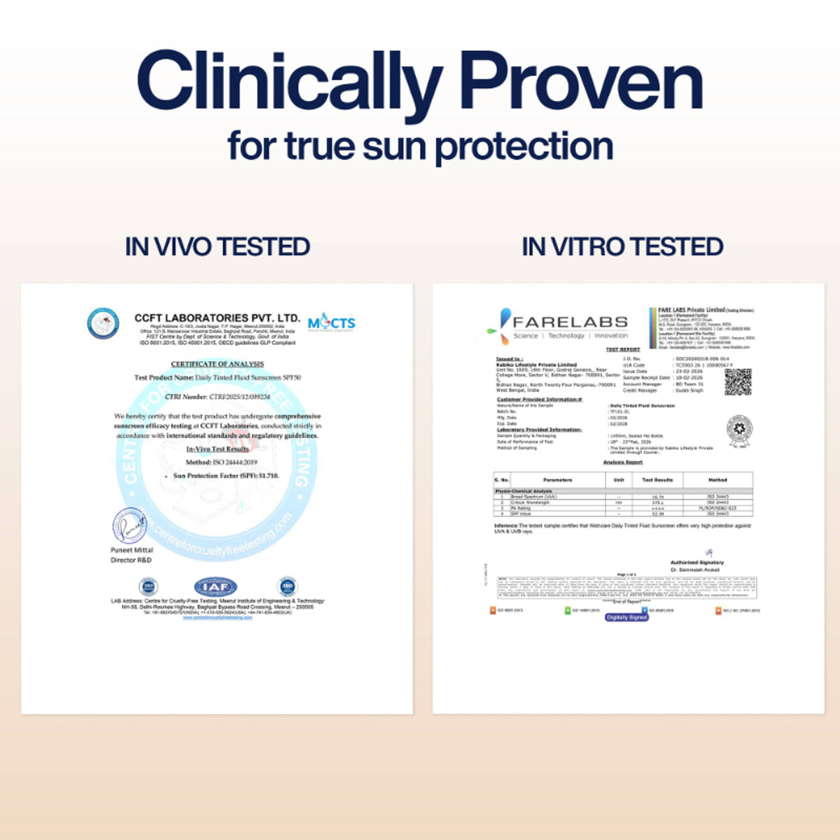 WishCare Daily Fluid Tinted Sunscreen SPF50PA++++ Broad Spectrum Protection for All Skin Types - L101