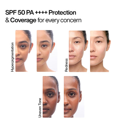 WishCare Daily Fluid Tinted Sunscreen SPF50PA++++ Broad Spectrum Protection for All Skin Types- L101 - L104