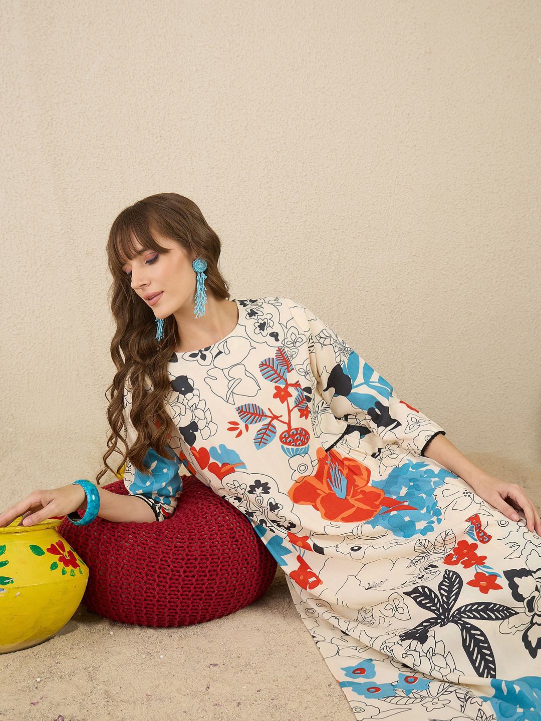 Indyancart IE Printed Kurta & Trouser Co-Ords Set