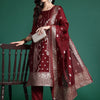 Dhiyona IE Ethnic Motifs Woven Design Straight Kurta With Trousers & Dupatta