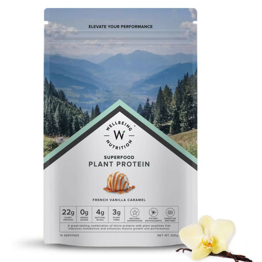 Wellbeing Nutrition Superfood Plant Protein-French Vanilla Caramel - Indyancart