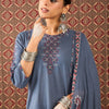 Dhiyona IE Women Pure Cotton Straight Kurta Trousers With Dupatta set