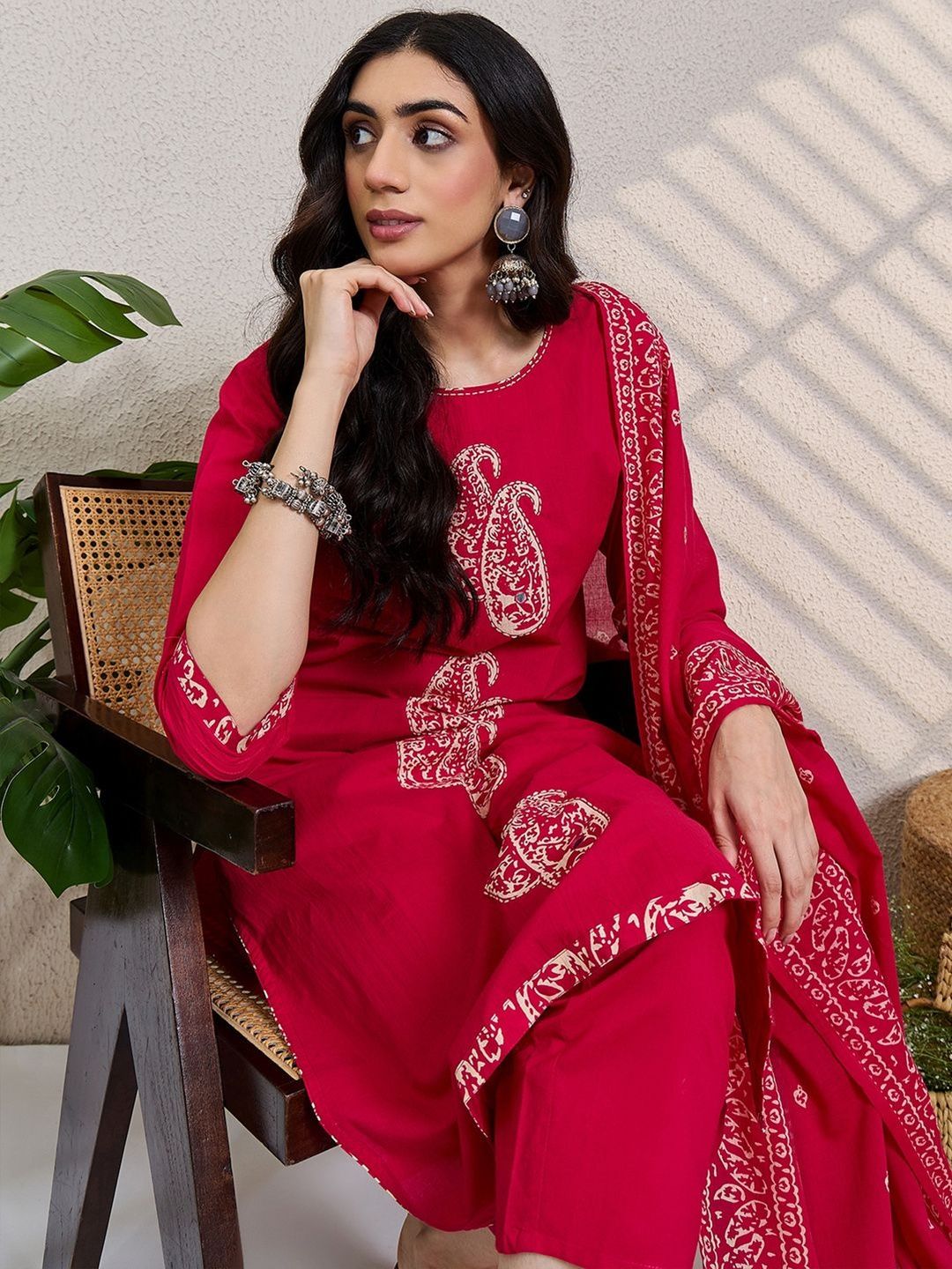 Women Paisley Printed Regular Pure Cotton Kurta with Trousers & With Dupatta