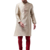 Men's Beige Silk Blend Straight Kurta Pyjama Set