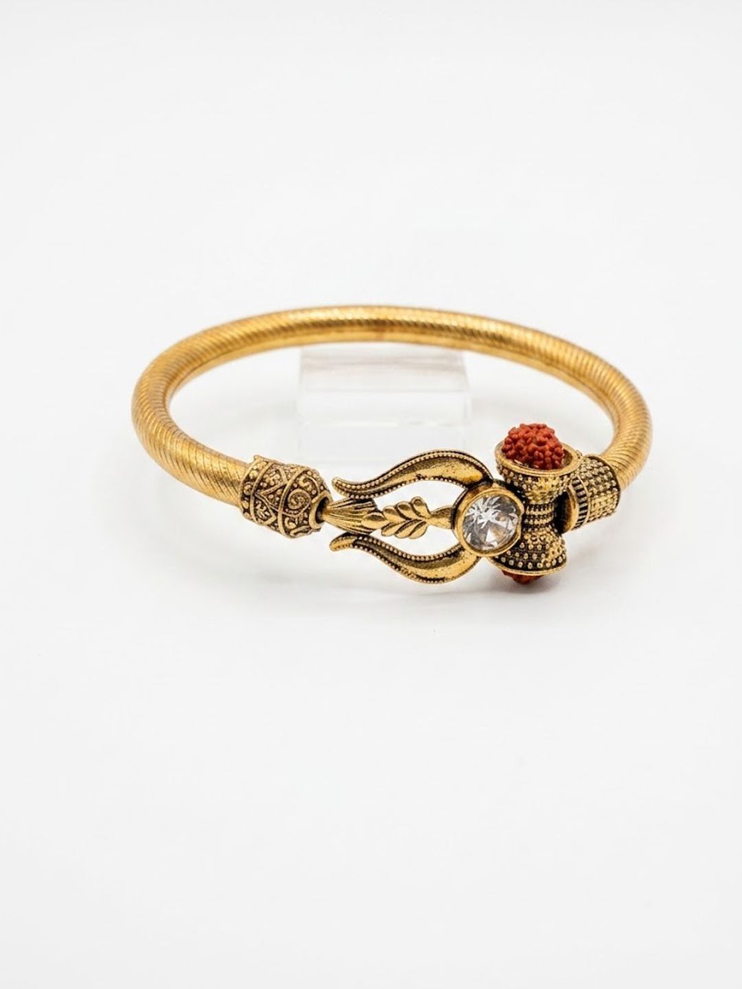 Anouk Gold Plated Trishool Design Rudraksh Rakhi Bracelet With Roli Chawal Chandan Mishri