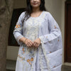 Dhiyona IE Floral Embroidered Thread Work Pure Cotton Kurta With Trousers & Dupatta