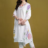 Indyancart IE Women Floral Embroidered Regular Thread Work Liva Kurta with Trousers & With Dupatta
