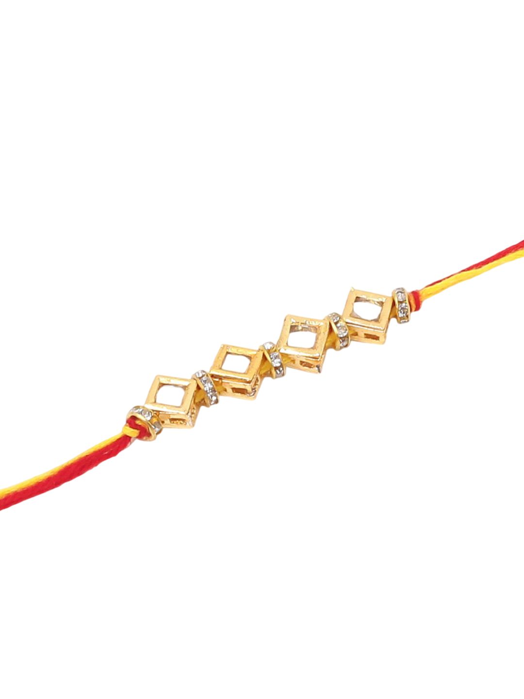 Anouk Men Set Of 2 Multicolor Kundan Thread Rakhi With Roli Chawal Chandan Mishri
