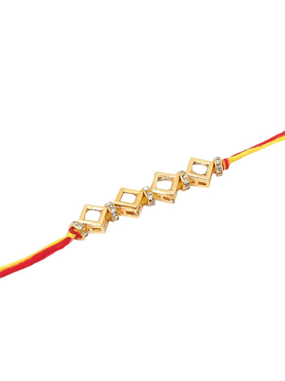 Anouk Men Set Of 2 Multicolor Kundan Thread Rakhi With Roli Chawal Chandan Mishri