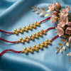 Dhiyona Set Of 3 Gold Toned Ghungroo & Red Thread Rakhi With Roli Chawal Chandan Mishri