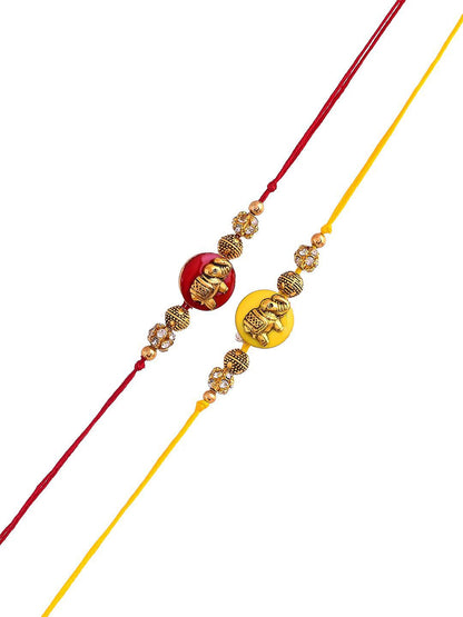 Anouk Set of 2 Red Beaded Thread Rakhi