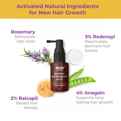 Dove Wow Skin Science Rosemary Pro Hair Growth Serum bottle, showcasing the product for denser, healthier hair.