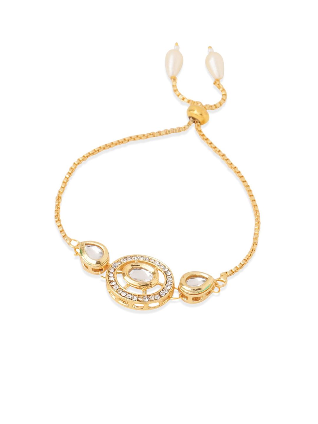 Anouk Set Of 2 Gold Toned Kundan Bhaiya Bhabhi Rakhi With Roli Chawal Chandan Mishri