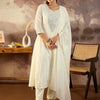 Dhiyona IE Women Solid Cotton A-Line Kurta with Trousers & Dupatta