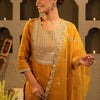 Dhiyona IE Women Ethnic Motifs Embroidered Kurta with Trousers & Dupatta