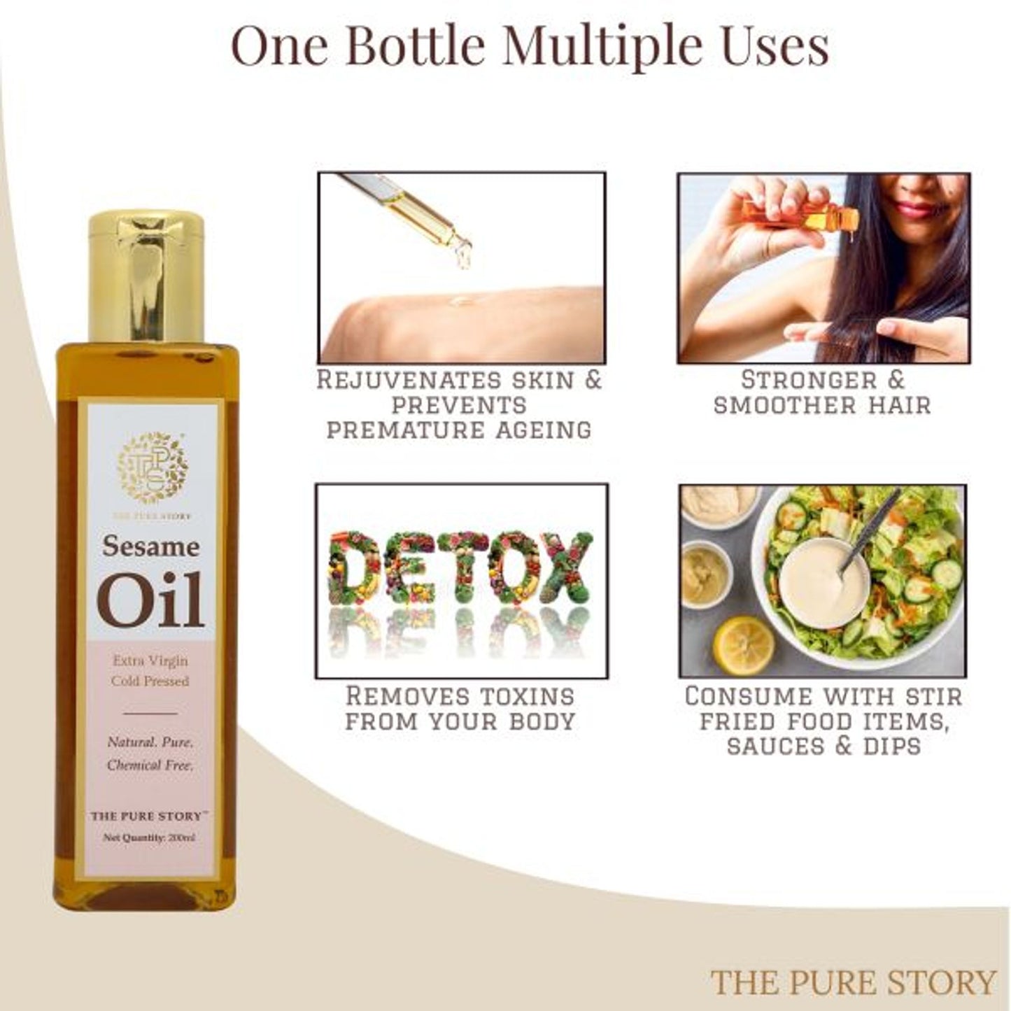 The Pure Story Natural Cold Pressed Oil for Hair & Skin with Seasame