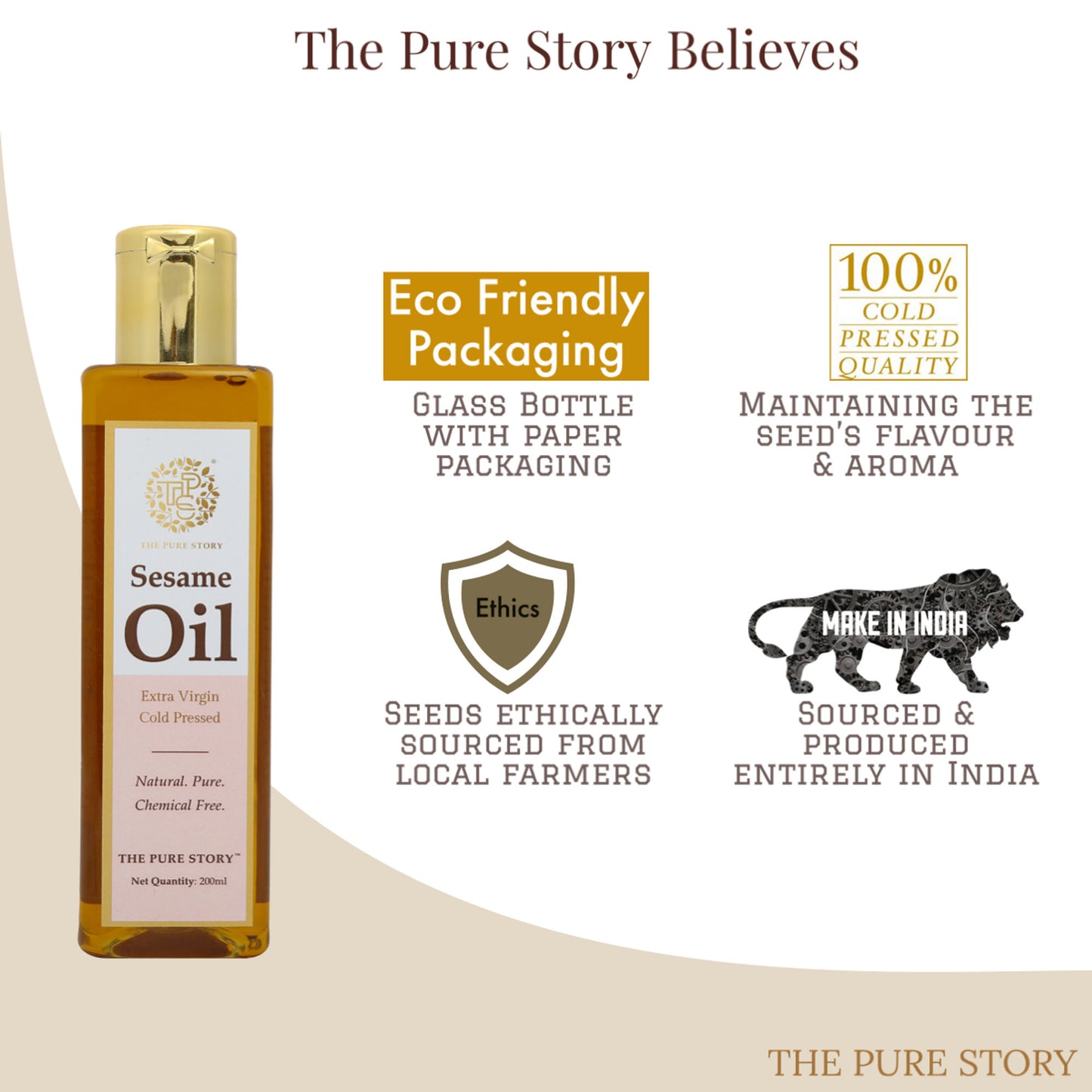 The Pure Story Natural Cold Pressed Oil for Hair & Skin with Seasame