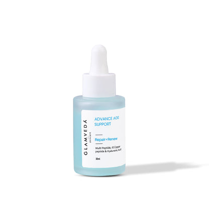 Glamveda 1% Copper Peptide + Hyaluronic Acid Anti Aging Serum - Reduces Fine Lines & Wrinkles