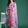 Dhiyona IE Floral Printed Regular Pure Cotton Kurta with Trousers & Dupatta