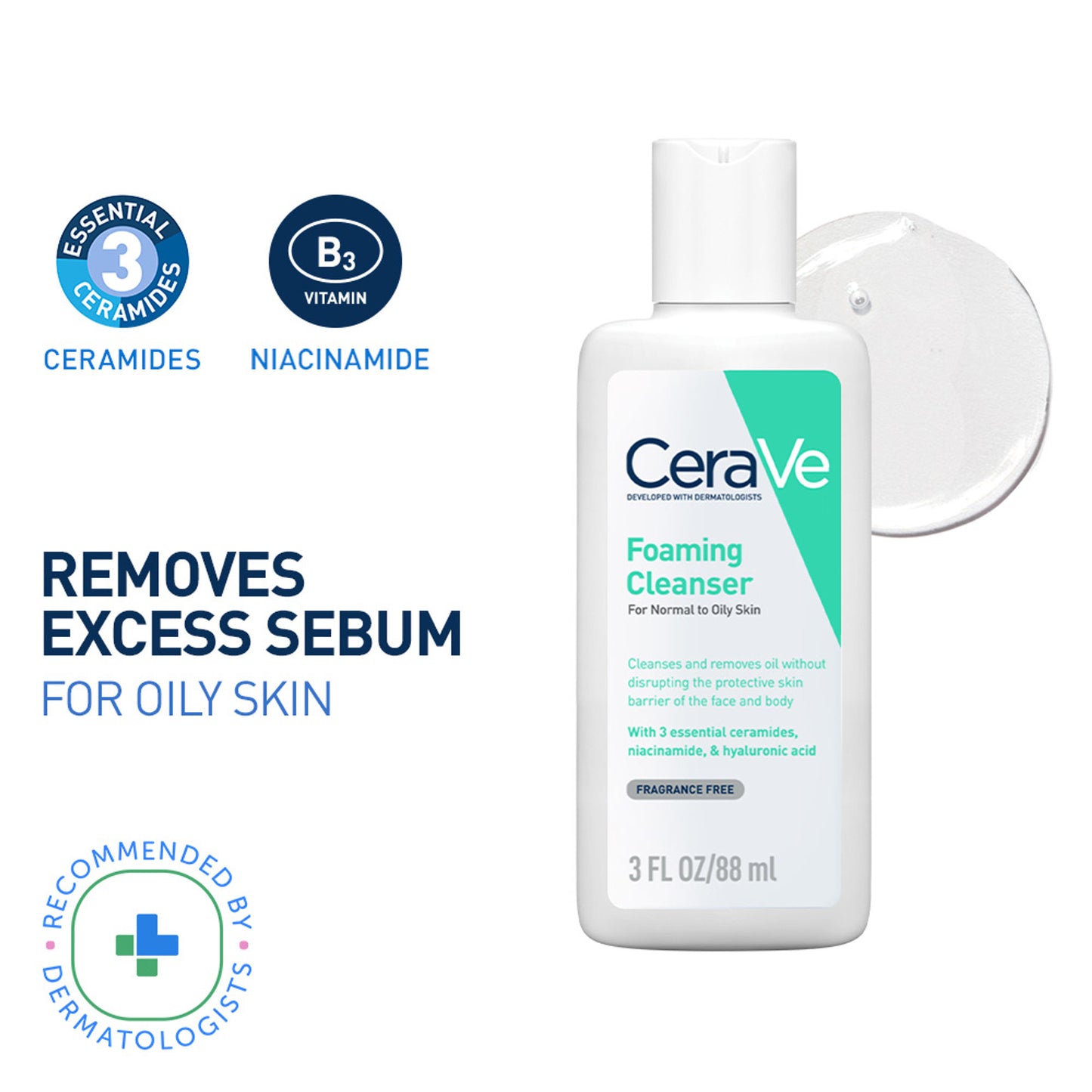 CeraVe Foaming Cleanser Face Wash For Oily Skin with Ceramides, Dermatologist Recommended