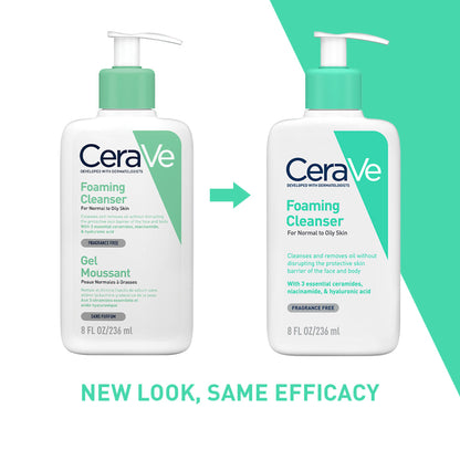 CeraVe Foaming Cleanser Face Wash For Oily Skin with Ceramides, Dermatologist Recommended