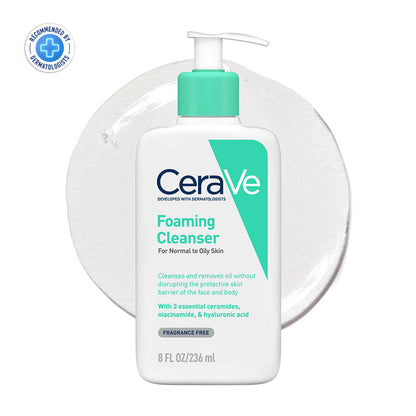CeraVe Foaming Cleanser Face Wash For Oily Skin with Ceramides, Dermatologist Recommended