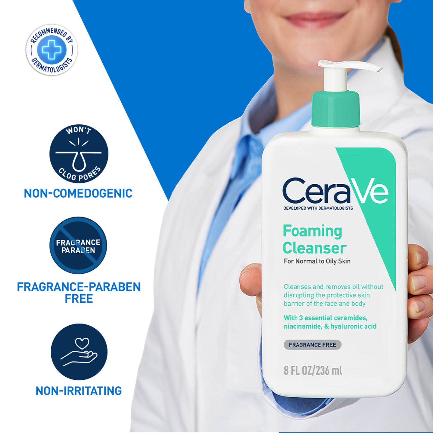 CeraVe Foaming Cleanser Face Wash For Oily Skin with Ceramides, Dermatologist Recommended