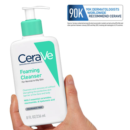 CeraVe Foaming Cleanser Face Wash For Oily Skin with Ceramides, Dermatologist Recommended
