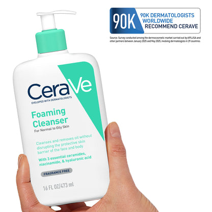 CeraVe Foaming Cleanser Face Wash For Oily Skin with Ceramides, Dermatologist Recommended