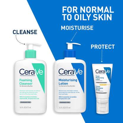 CeraVe Foaming Cleanser Face Wash For Oily Skin with Ceramides, Dermatologist Recommended