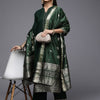 Indyancart IE Women Green Patchwork Kurta with Palazzos & With Dupatta