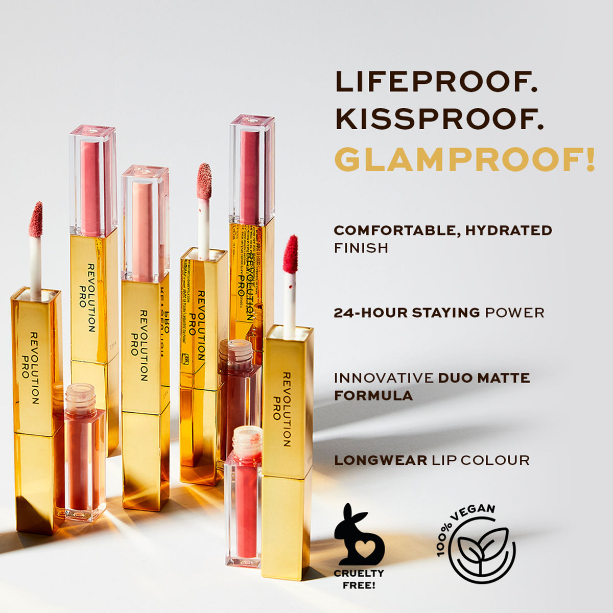 Revolution Pro Supreme Stay 24h Lip Duo in Struck, featuring two complementary lipstick shades in sleek packaging.