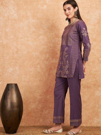Indyancart SN Women's Woven Design Winter Pashmina Kurti With Trousers