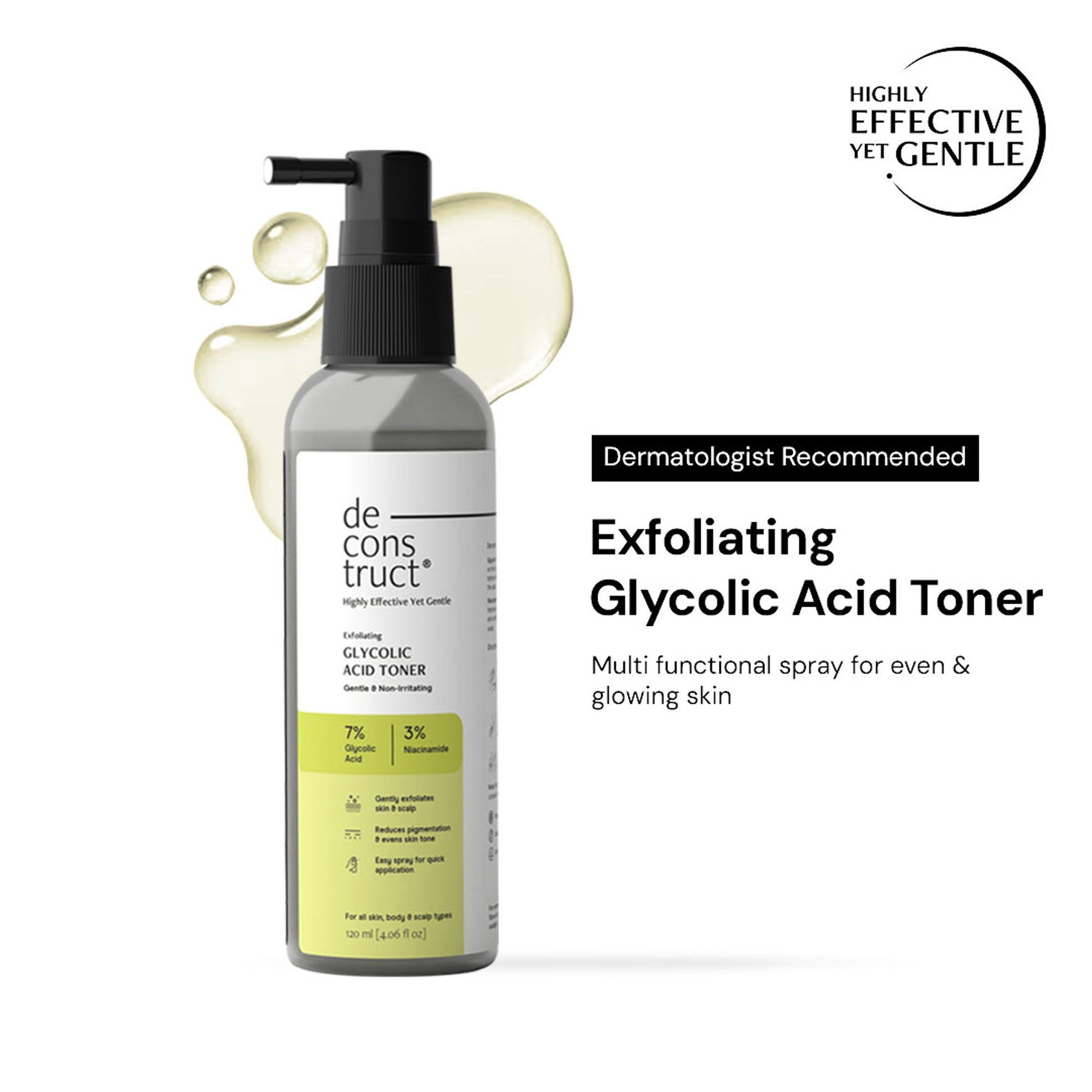 Deconstruct 7% Glycolic Acid Toner With 3% Niacinamide For Even & Glowing Skin